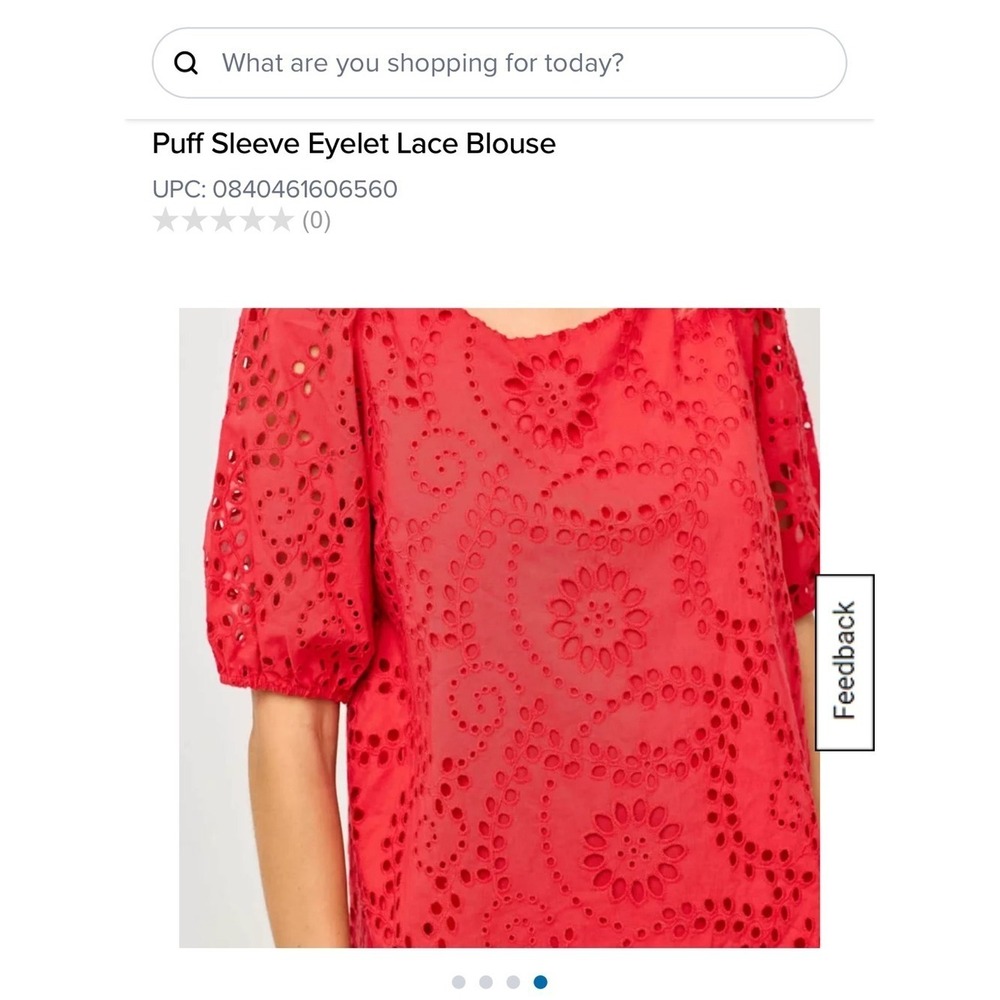 Beacon Bright Red Eyelet Puff-Sleeve Blouse - Picture 9 of 10